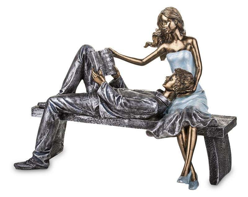 Art pol FIGURKA DEKORACYJNA PARA ŁAWKA ZŁOTA 18x22,5 137926
