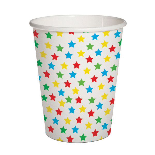 Kubki papierowe eko Kolorowe gwiazdki 250ml 10szt - PAW