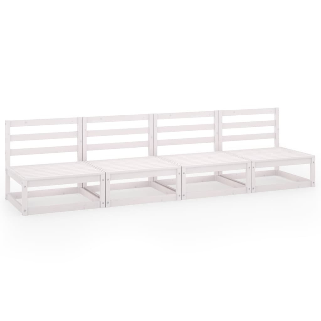 vidaXL 4-osobowa sofa ogrodowa, biała, lite drewno sosnowe