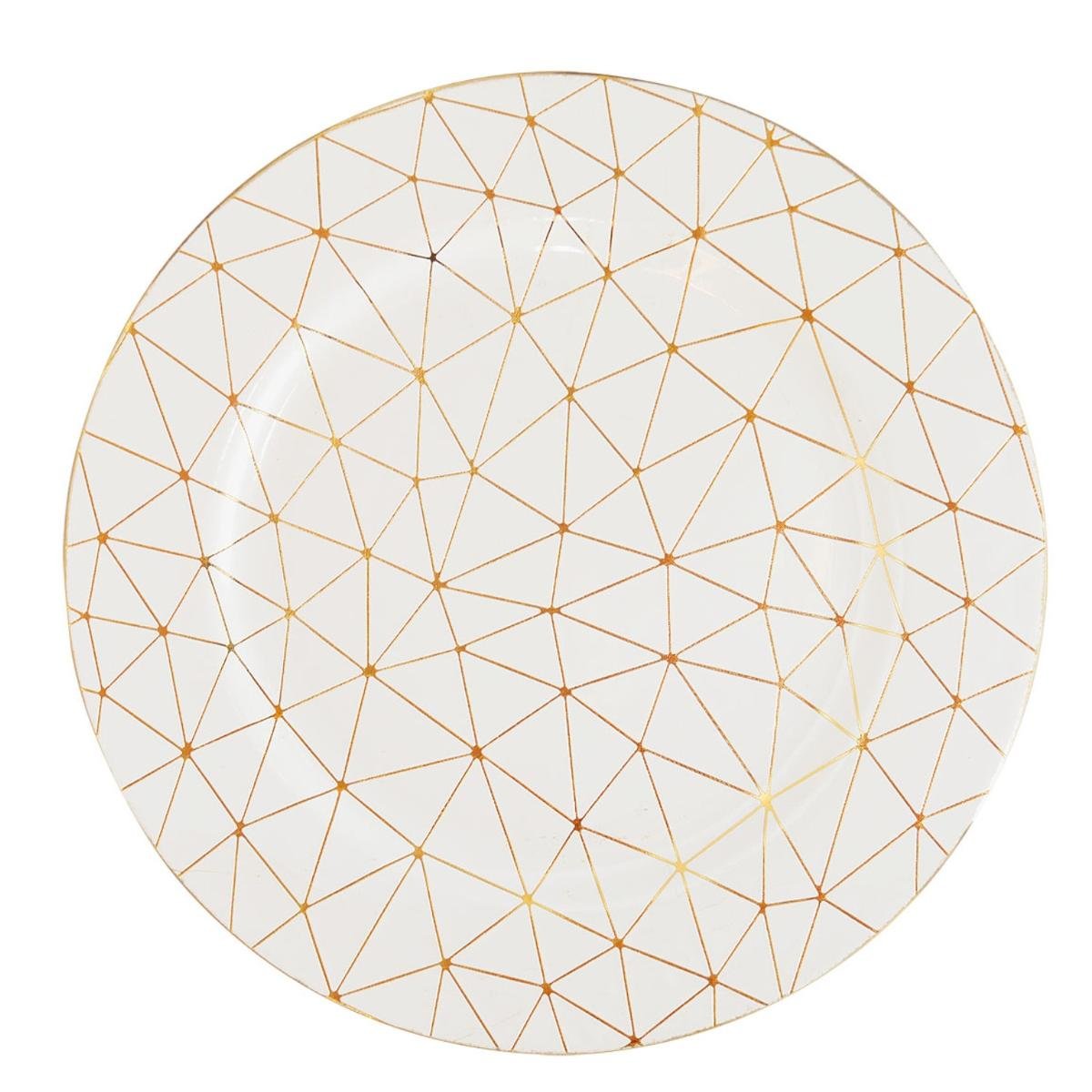 Biały talerz geometrycznym wzorem Jum 33 cm