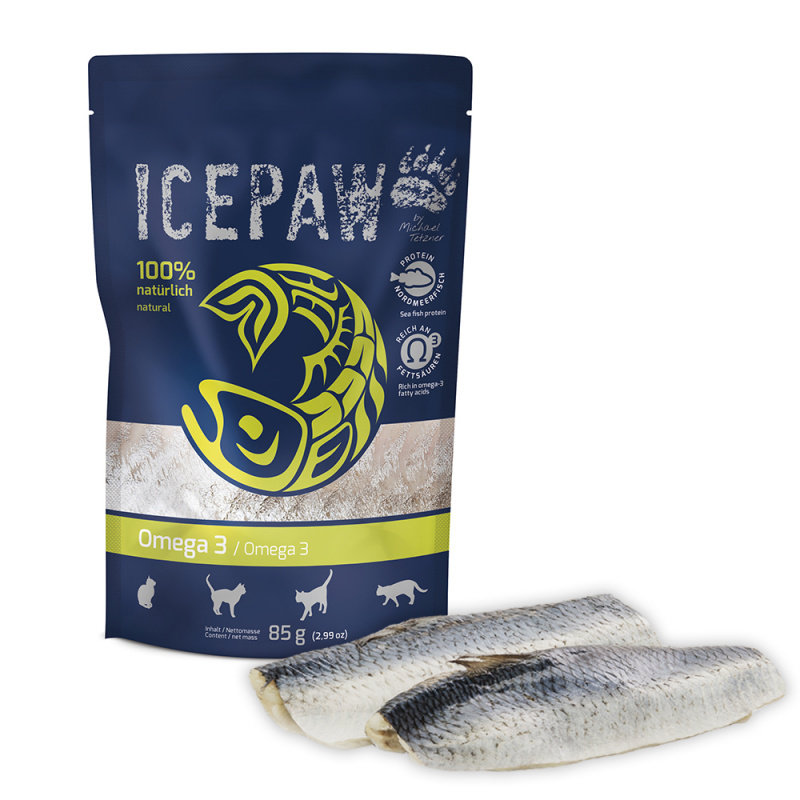 ICEPAW ICEPAW Cat Omega 3  łosoś i śledź dla kotów (85g)