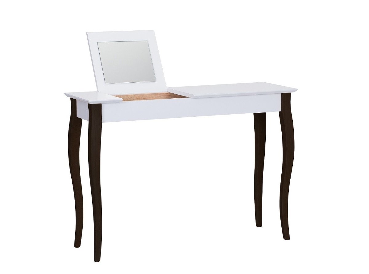 Toaletka LILLO z Lusterkiem - 105x35cm Czarne Nogi / Biała