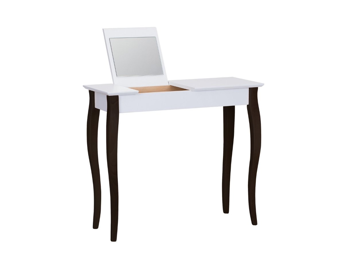Toaletka LILLO z Lusterkiem - 85x35cm Czarne Nogi / Biała