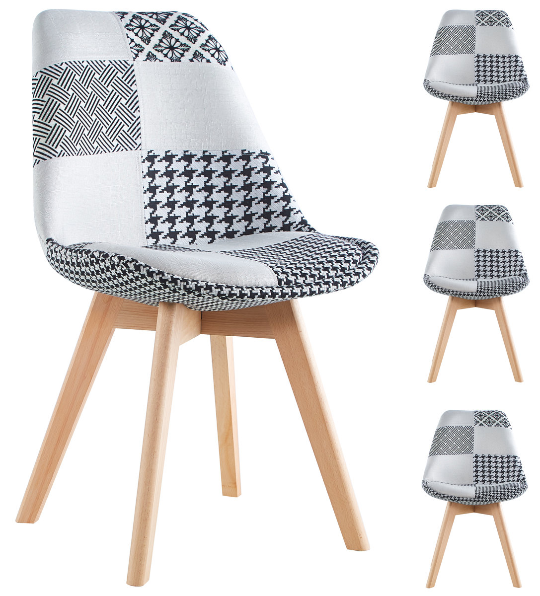 4szt x KRZESŁO Z PODUSZKĄ DO SALONU - PATCHWORK NC