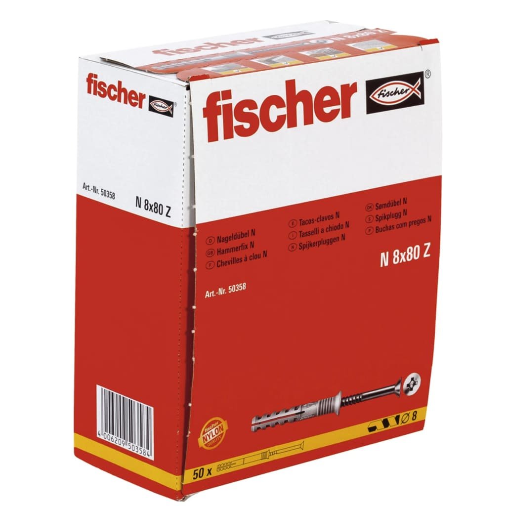 Fischer Kołki wbijane z łbem wpuszczanym Hammerfix, N8x80/40 S, 50 szt