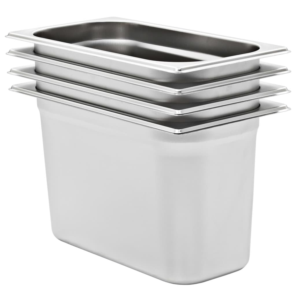 vidaXL vidaXL Tace gastronomiczne, 4 szt., GN 1/3 200 mm, stal nierdzewna