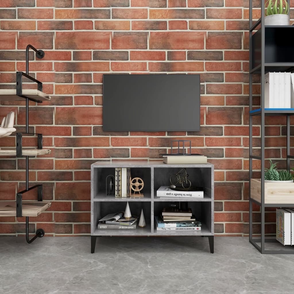 vidaXL Szafka TV z metalowymi nóżkami, szarość betonu, 69,5x30x50 cm