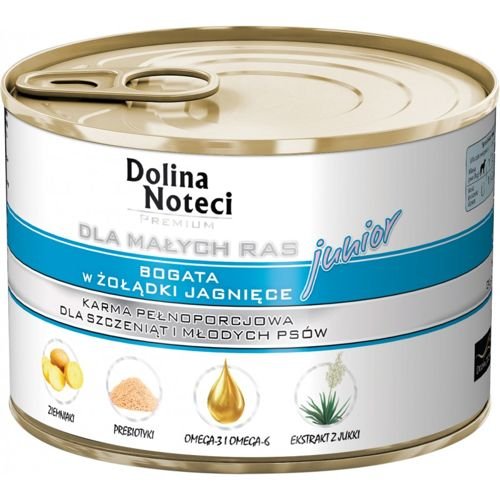 Dolina Noteci Premium Pies Małe Rasy Junior : Opakowanie - 12 x 185 g, Smak - Żołądki jagnięce