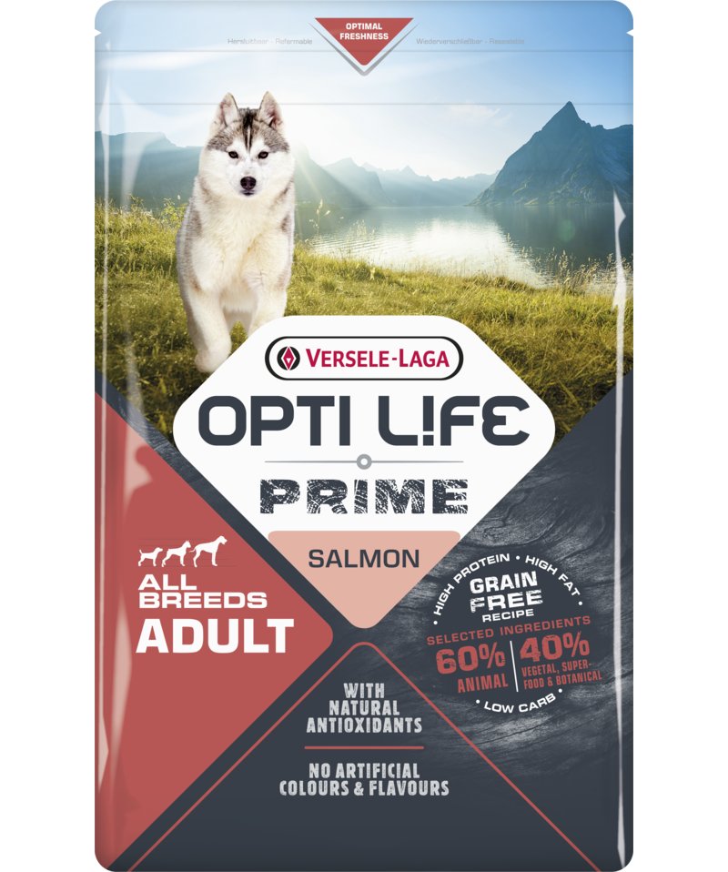 Versele-Laga Opti Life Prime Adult Salmon 2,5kg karma bezzbożowa dla dorosłych psów z łososiem