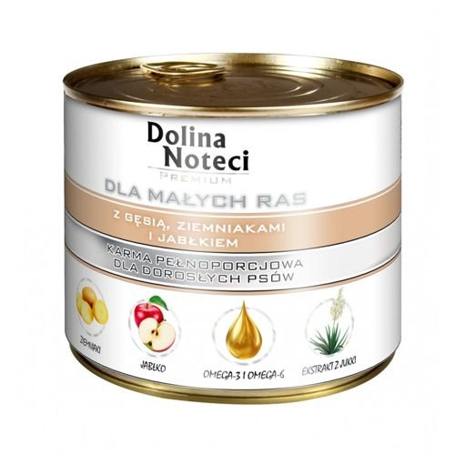 Dolina Noteci Premium Pies Małe Rasy : Opakowanie - 48 x 185 g, Smak - Gęś z ziemniakami i jabłkiem
