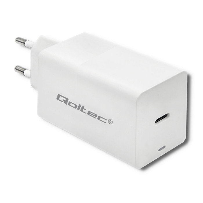 Qoltec Ładowarka Ładowarka GaN FAST 65W | 5-20V | 3-3.25A | USB typ C PD 51777