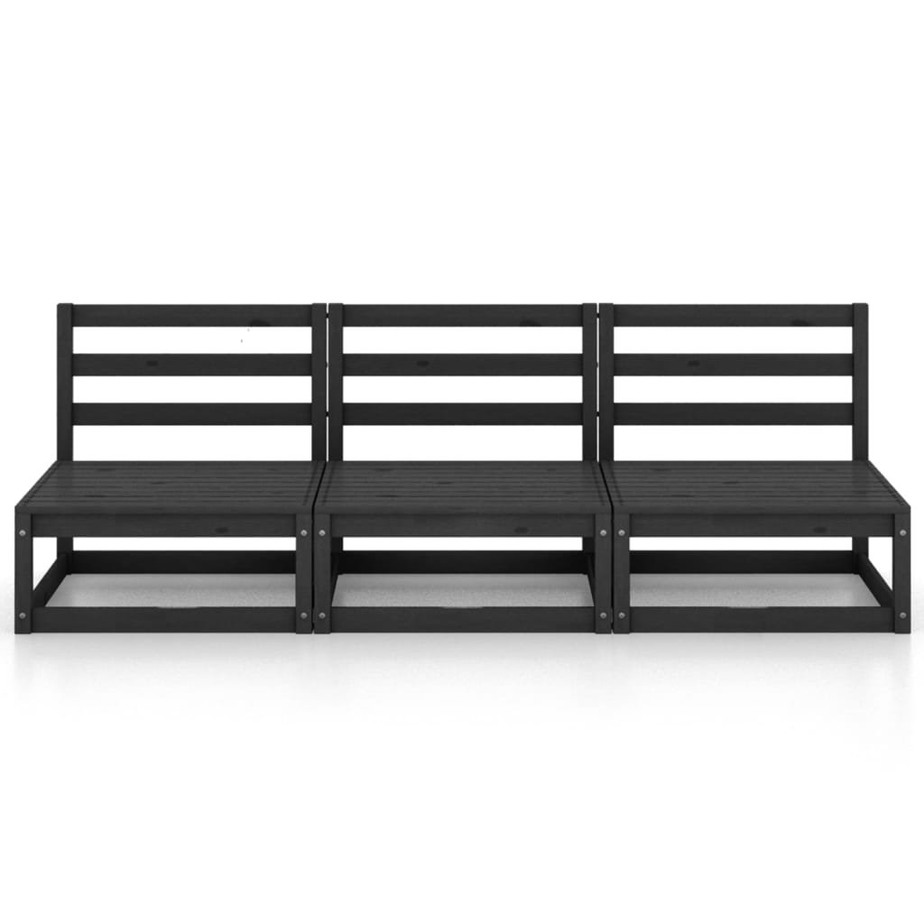 vidaXL 3-osobowa sofa ogrodowa, czarna, lite drewno sosnowe