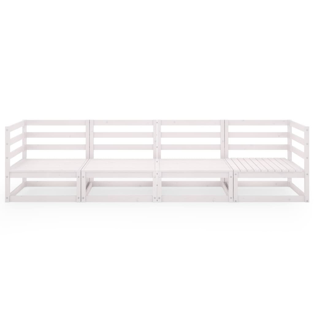 vidaXL 4-osobowa sofa ogrodowa, biała, lite drewno sosnowe