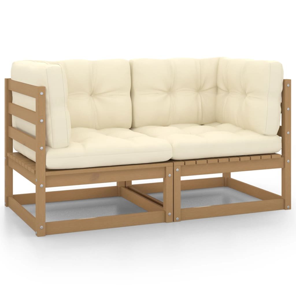 vidaXL 2-osobowa sofa ogrodowa, poduszki, miodowy brąz, drewno sosnowe