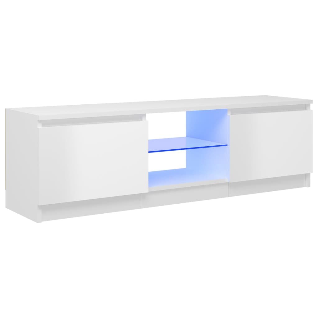 vidaXL Szafka pod TV z oświetleniem LED, biała, połysk, 120x30x35,5 cm