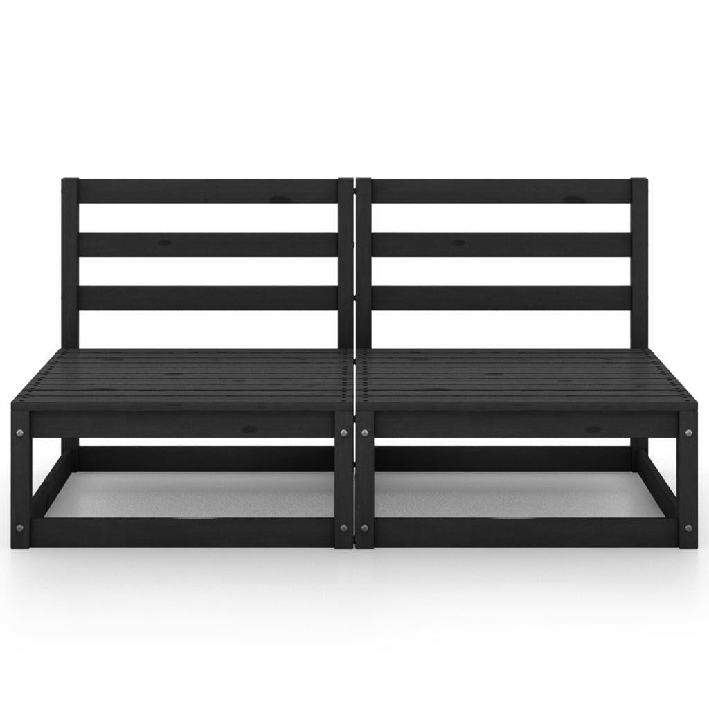vidaXL 2-osobowa sofa ogrodowa, czarna, lite drewno sosnowe