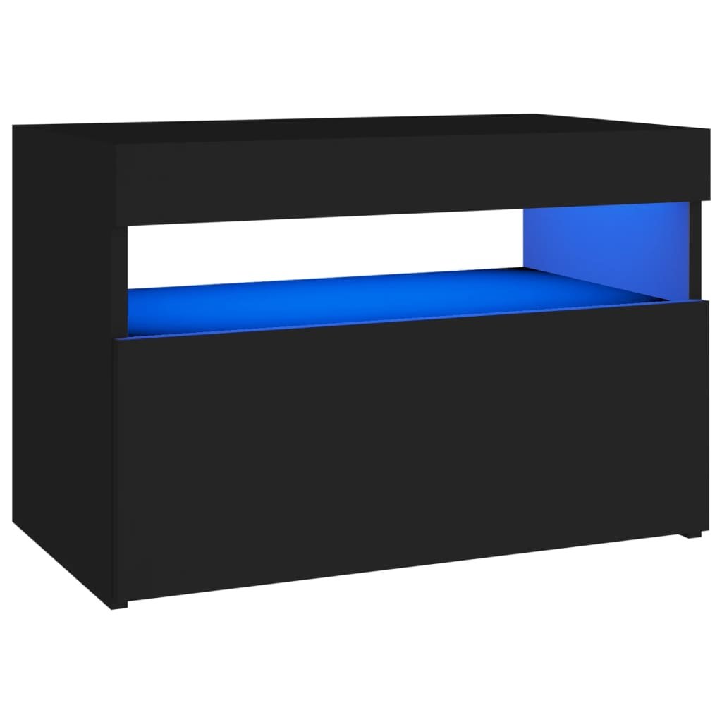 vidaXL Szafka nocna z oświetleniem LED, czarna, 60x35x40 cm, płyta