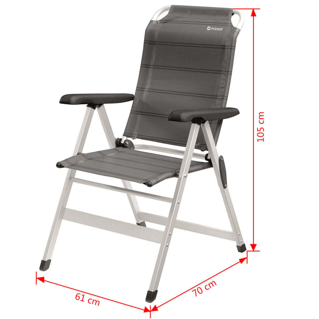 Outwell Krzesło składane Ontario, szare, 61x70x105 cm, 410078 Oase Outdoors