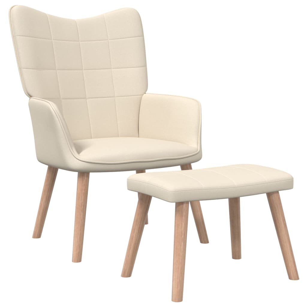 vidaXL Fotel z podnóżkiem 62 x 68,5 x 96 cm kremowy obity tkaniną 327932