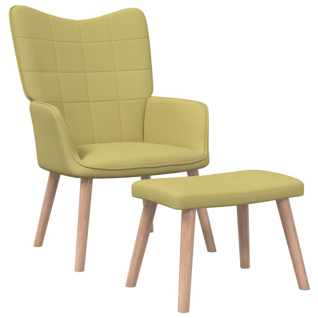 vidaXL Fotel z podnóżkiem 62 x 68,5 x 96 cm zielony obity tkaniną 327935
