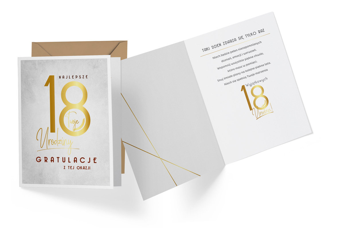 KUKARTKA KUKARTKA Karnet 18 Urodziny szare V-009 PASS3099