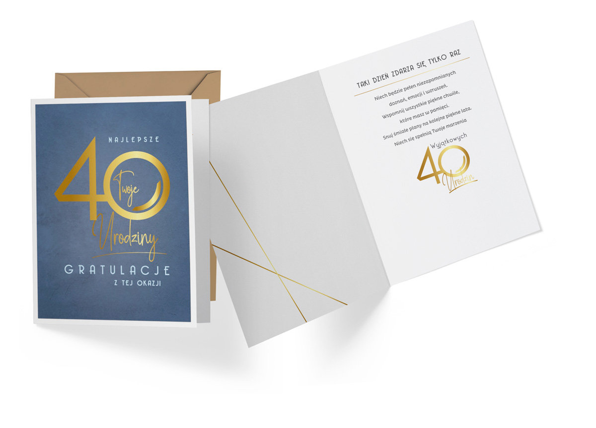 KUKARTKA KUKARTKA Karnet 40 Urodziny popielate V-011 PASS3101