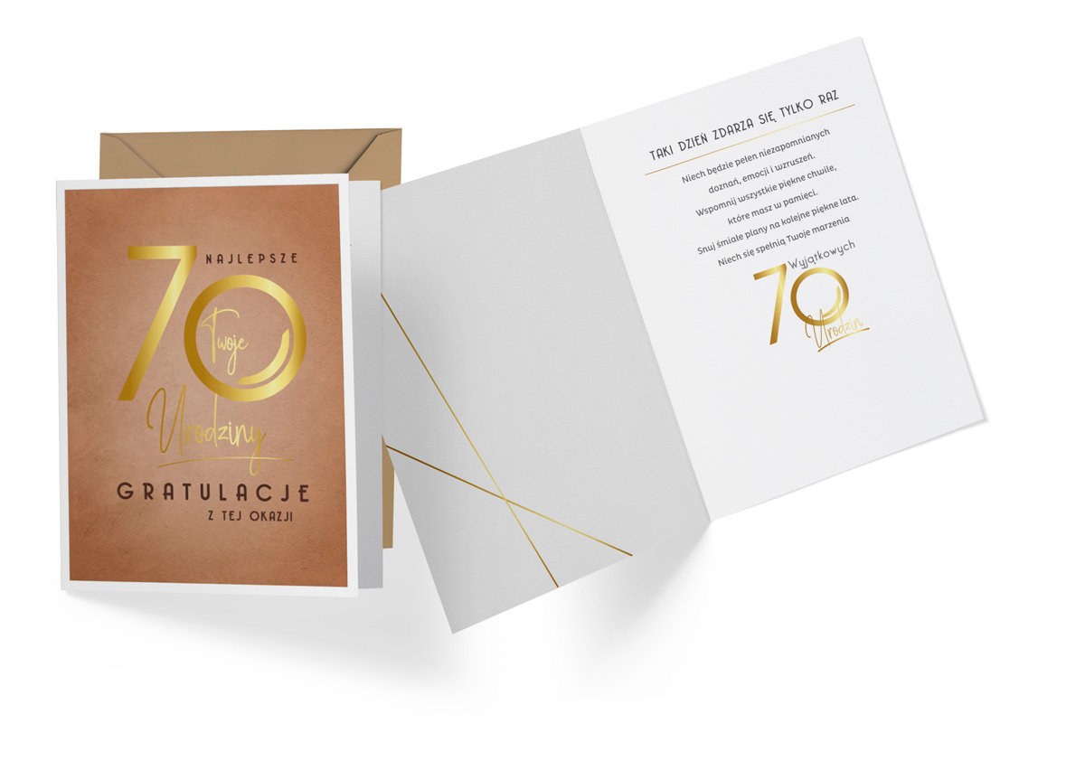KUKARTKA KUKARTKA Karnet 70 Urodziny brązowe V-014 PASS3104