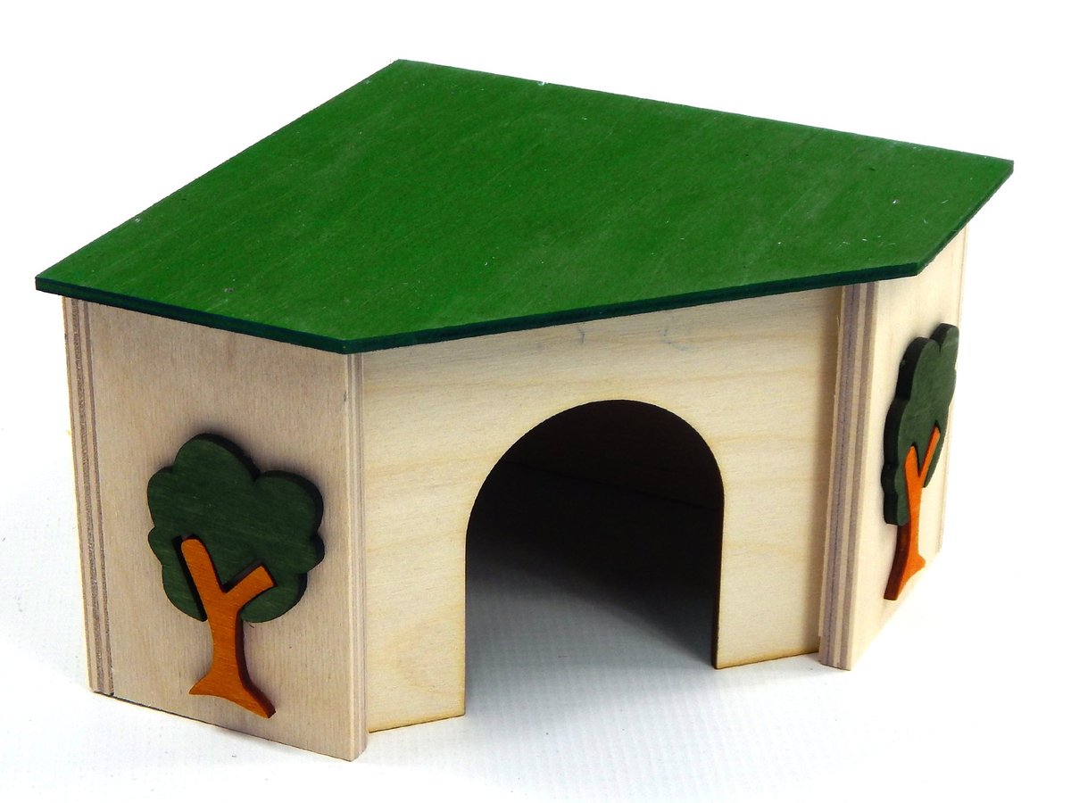 Pinokio domek drewniany narożny dla królika 27,5x27,5x15 cm