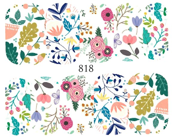 Naklejki wodne na paznokcie KWIATKI, JESIEŃ - 818