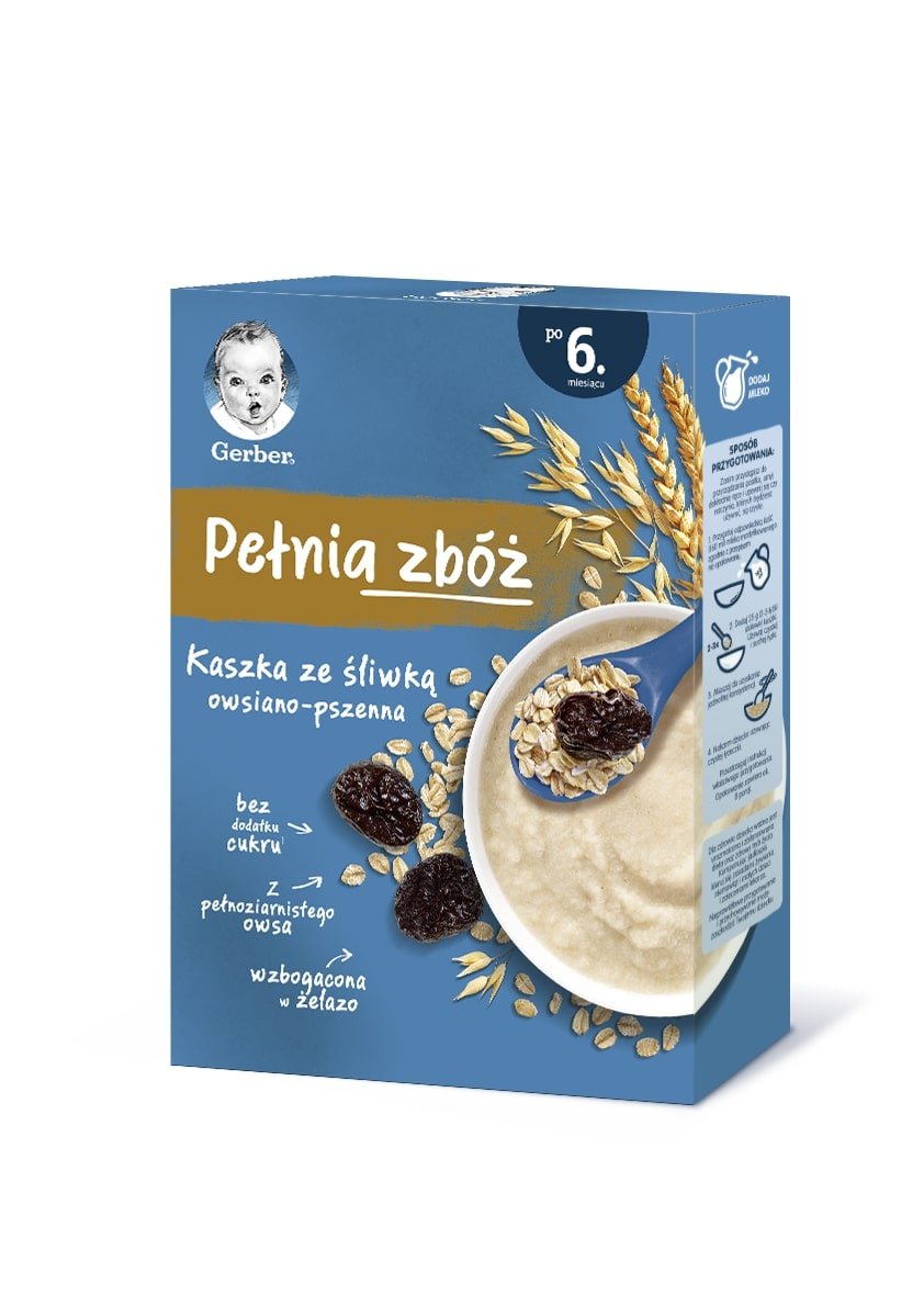 Nestle Gerber Gerber Pełnia zbóż Kaszka owsiano-pszenna ze śliwką dla niemowląt po 6. miesiącu 200 g 1144094