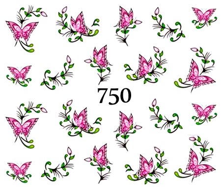 Naklejki wodne na paznokcie RÓŻOWE MOTYLKI - 750