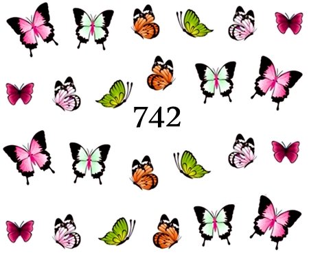 Naklejki wodne na paznokcie MOTYLKI, MOTYL - 742