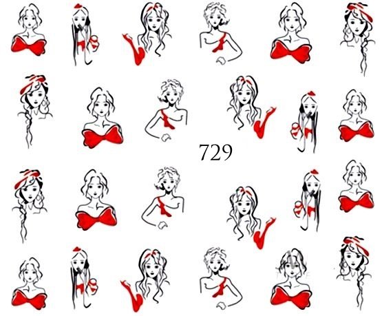 Naklejki wodne na paznokcie - nr 729