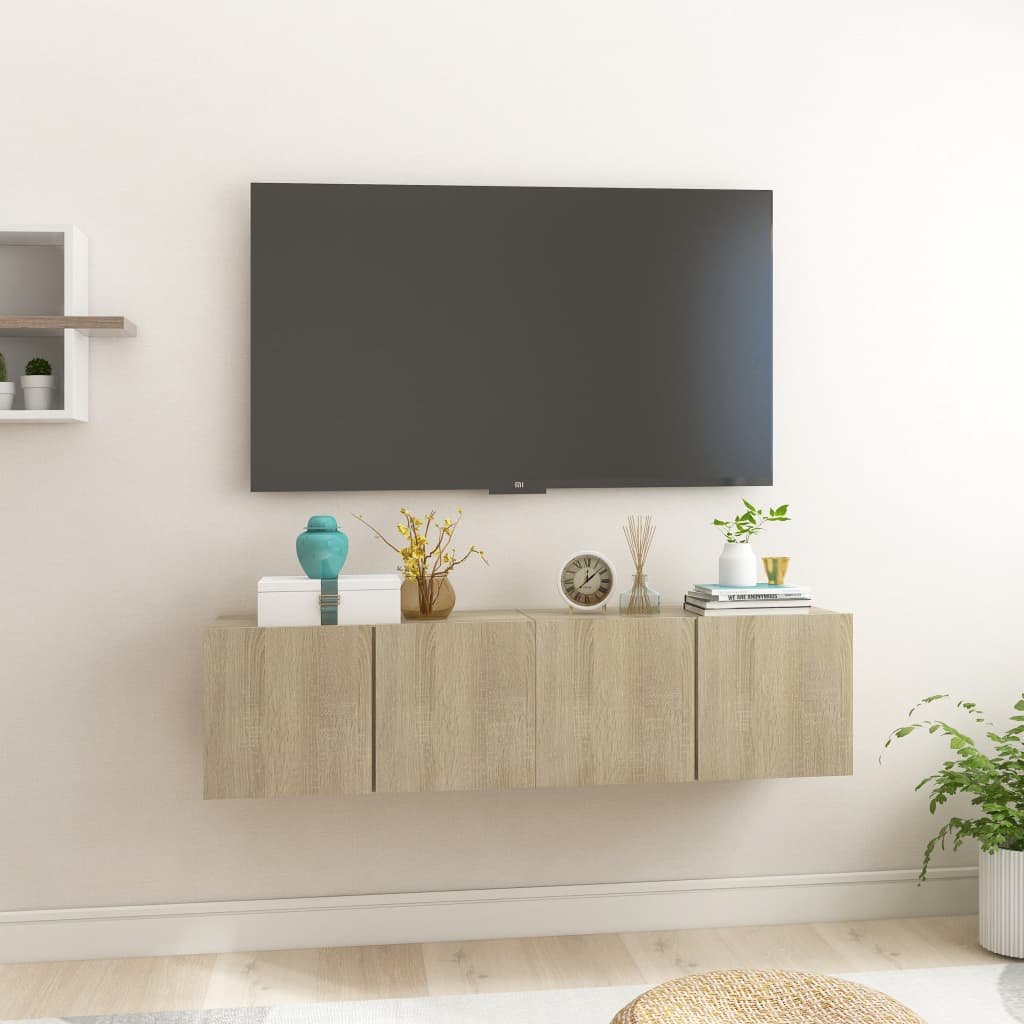vidaXL Szafki wiszące pod TV 2 szt., dąb sonoma, 60x30x30 cm