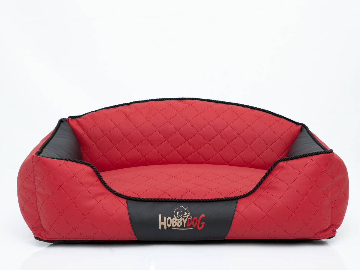 Hobbydog xxlel iczc8 kosz na łóżko dla psa/na sofę/Elite ze sztuczną skórą, czerwony/czarny, XXL, 110 x 85 x 30 cm