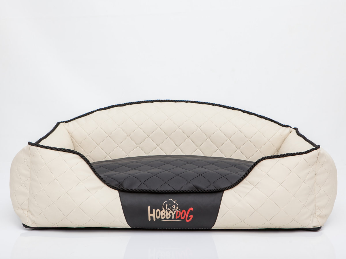 Hobbydog Xxlelibcp2 Hundebett / Sofa / Korb Elite Mit Kissen Kunstleder, Beige / Schwarz, Xxl, 110 X 85 X 30 Cm