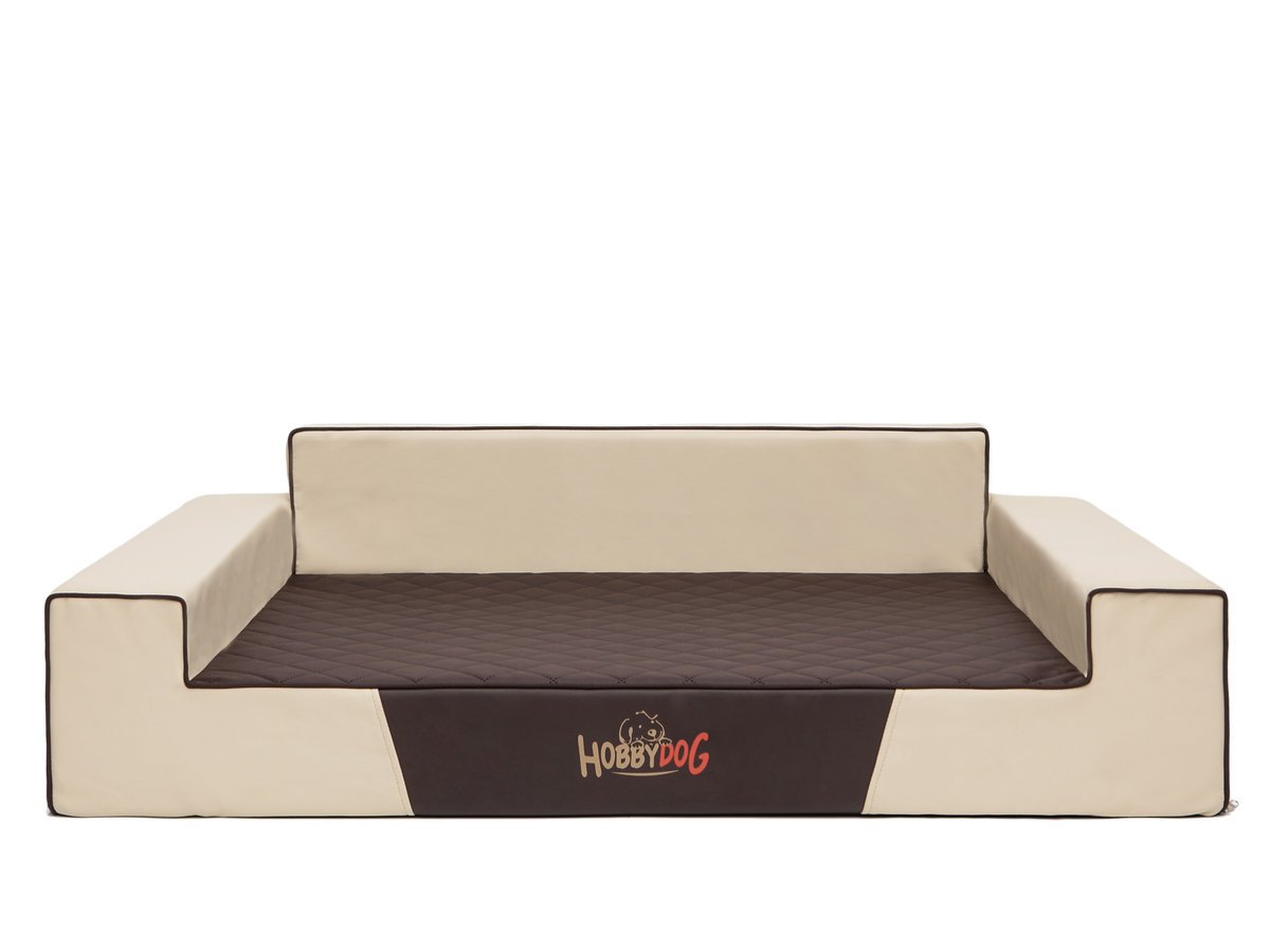 Hobbydog xxlgl abez4 łóżko/sofa dla psa/kosz Glamour ze sztucznej skóry, kodura, beżowy, XXL, 120 x 80 x 28 cm