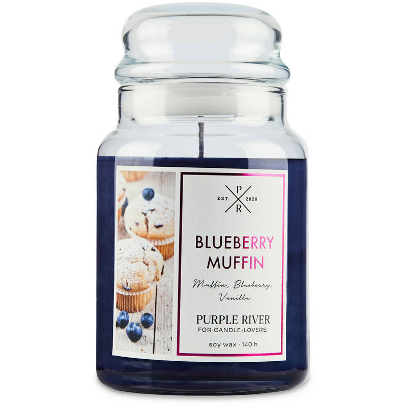 Purple River sojowa naturalna świeca zapachowa w szkle 22 oz 623 g - Blueberry Muffin