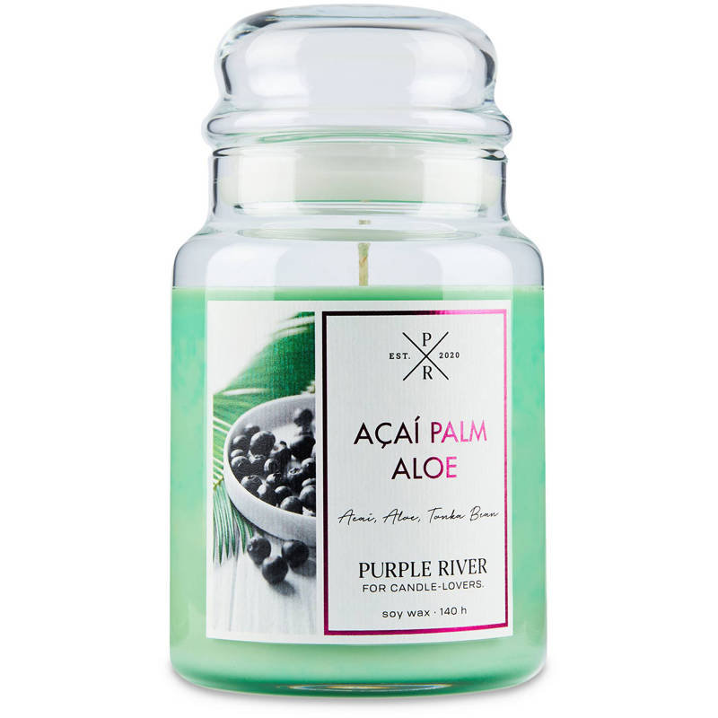 Purple River sojowa naturalna świeca zapachowa w szkle 22 oz 623 g - Acai Palm Aloe
