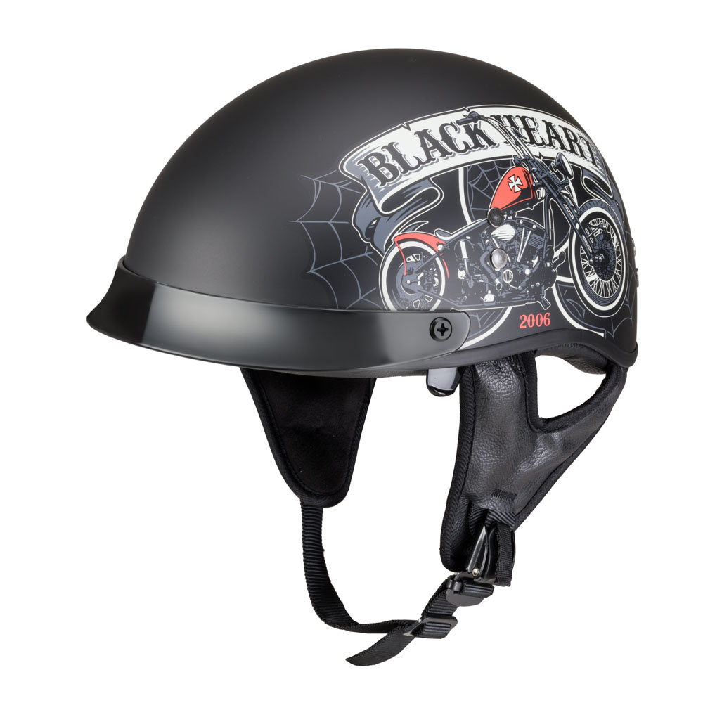 W-TEC Black Heart Kask motocyklowy otwarty Black Heart Rednut, Czaszki / Matowa czerń, S (55-56) 22593-S-3