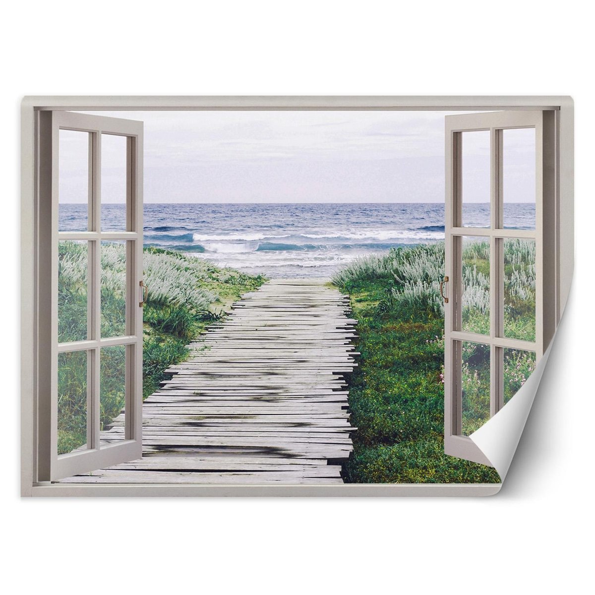 Fototapeta, Okno - kładka na plażę (Rozmiar 140x100)