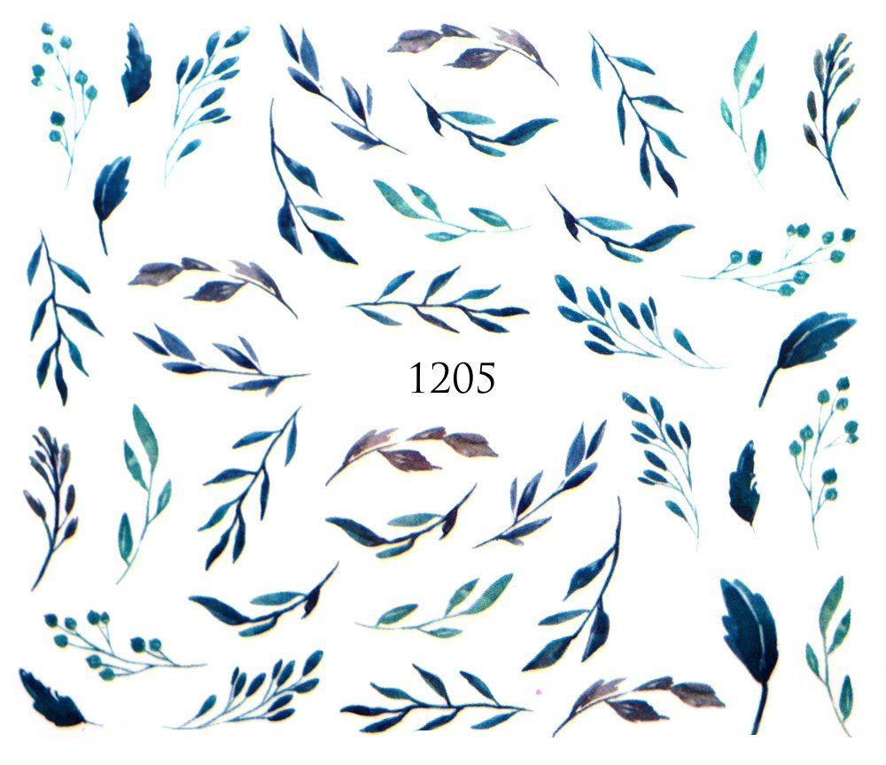Naklejki wodne na paznokcie ZIELONE LISTKI - 1205