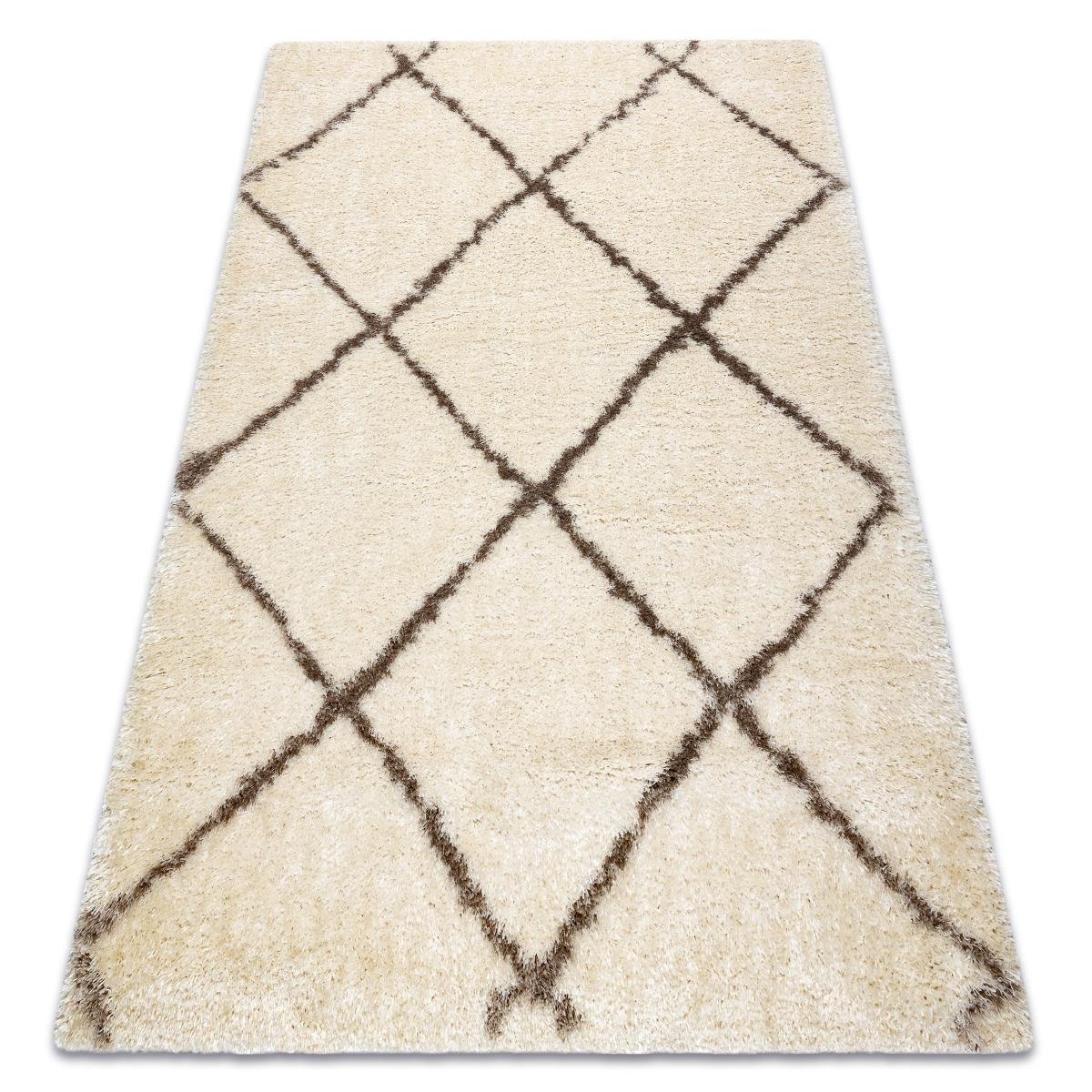Dywan FLUFFY 2373 shaggy kratka, trellis - krem / beż, 180x270 cm
