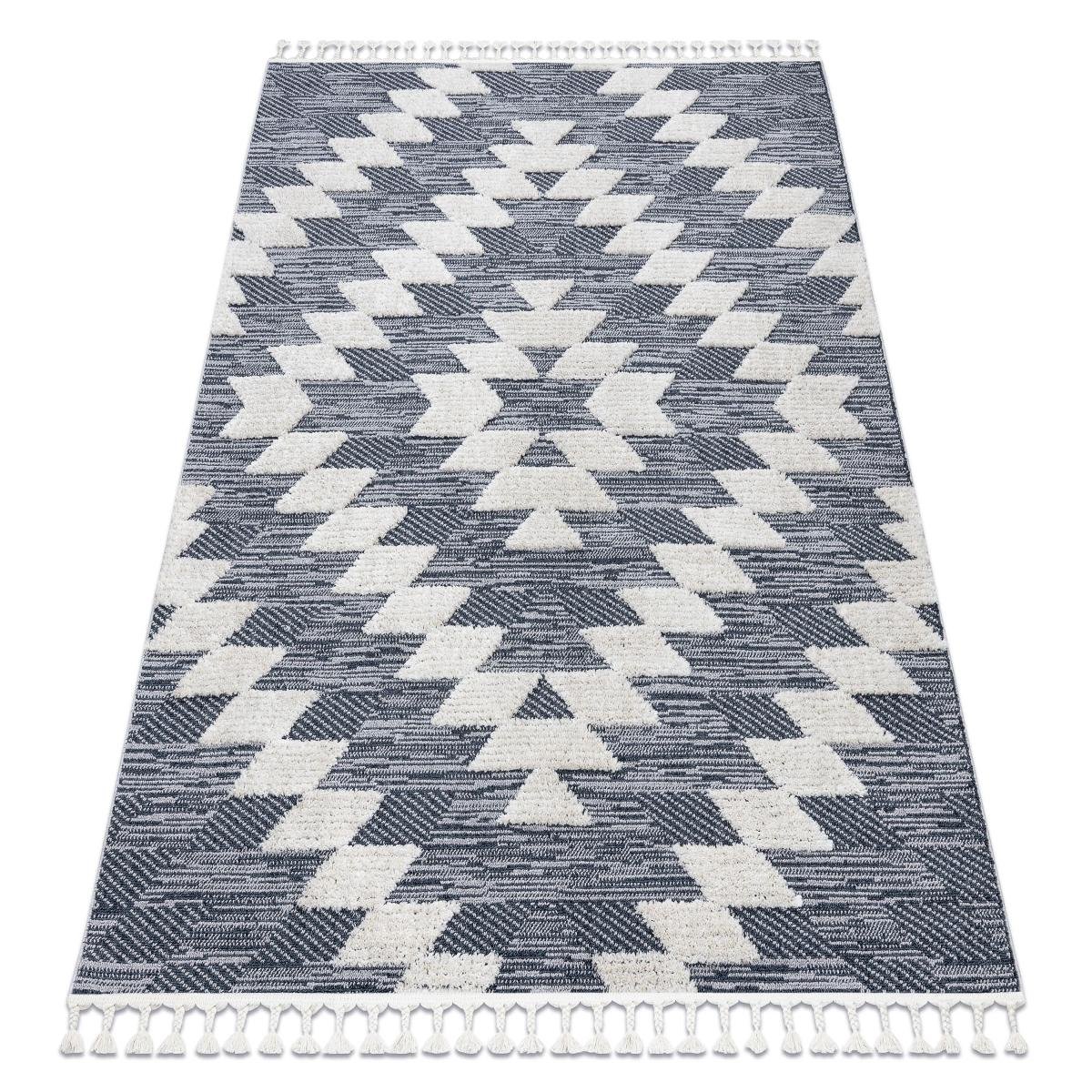 Dywan SEVILLA Z250A romby niebieski / szary Frędzle berberyjski marokański shaggy, 80x150 cm