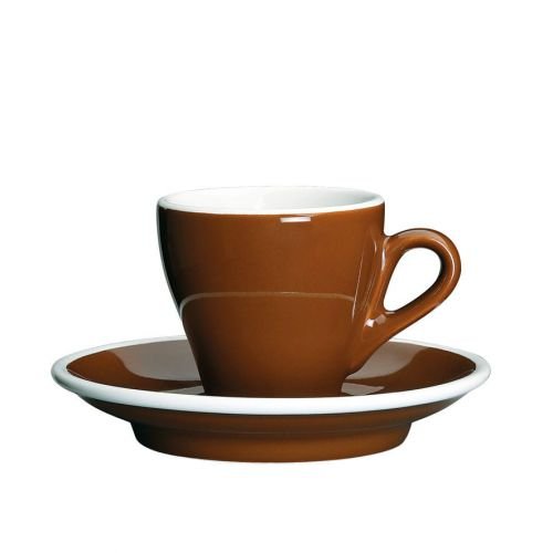 Cilio Milano - porcelanowa filiżanka do espresso ze spodkiem, 50 ml, brązowo-biała, CI-215090