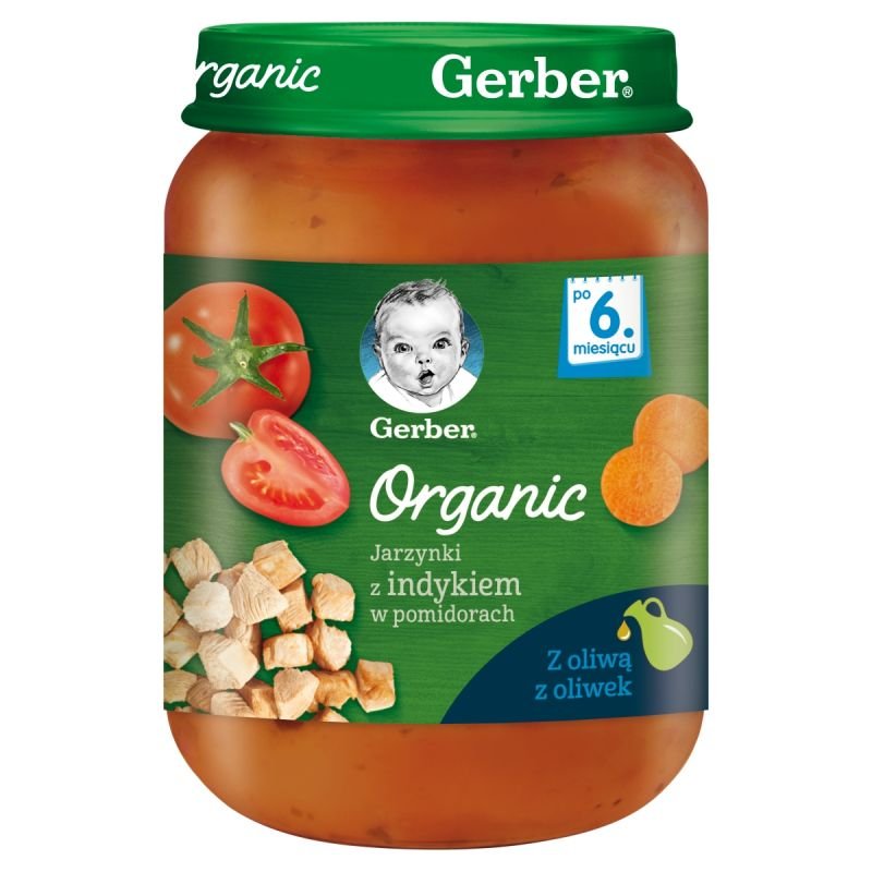 Gerber Nestlé Organic jarzynki z indykiem w pomidorach po 6 miesiącu 190 g 1148553