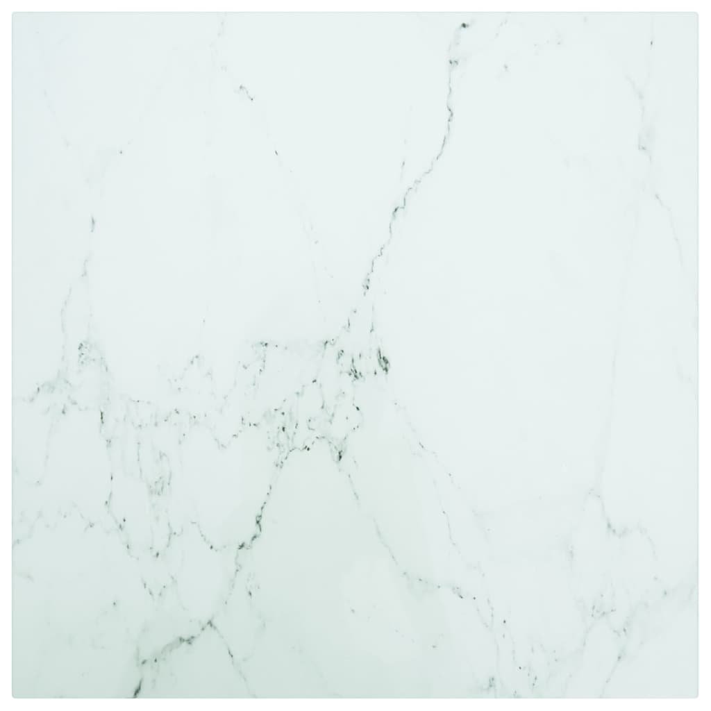 vidaXL Lumarko Blat stołu, biały, 50x50 cm, 6 mm, szkło ze wzorem marmuru 322254