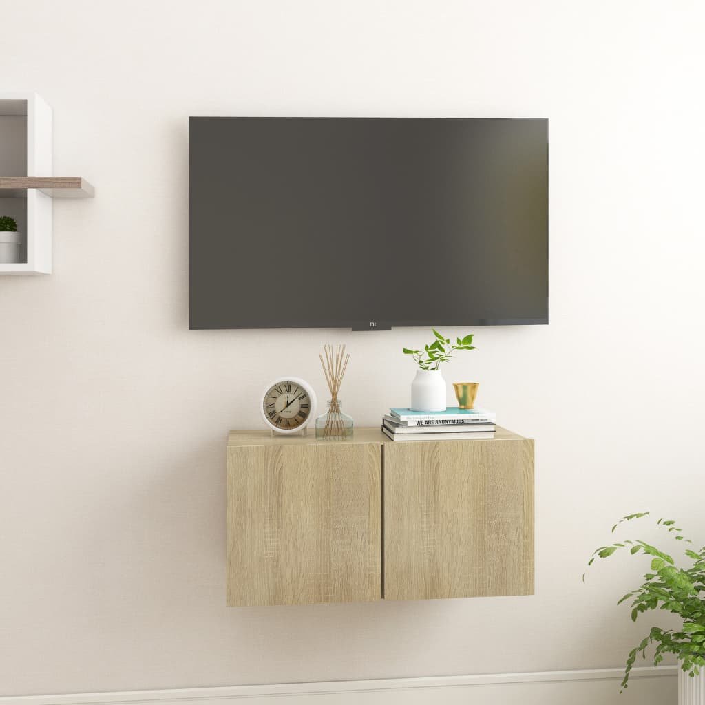 vidaXL Szafki wiszące pod TV, dąb sonoma, 60x30x30 cm