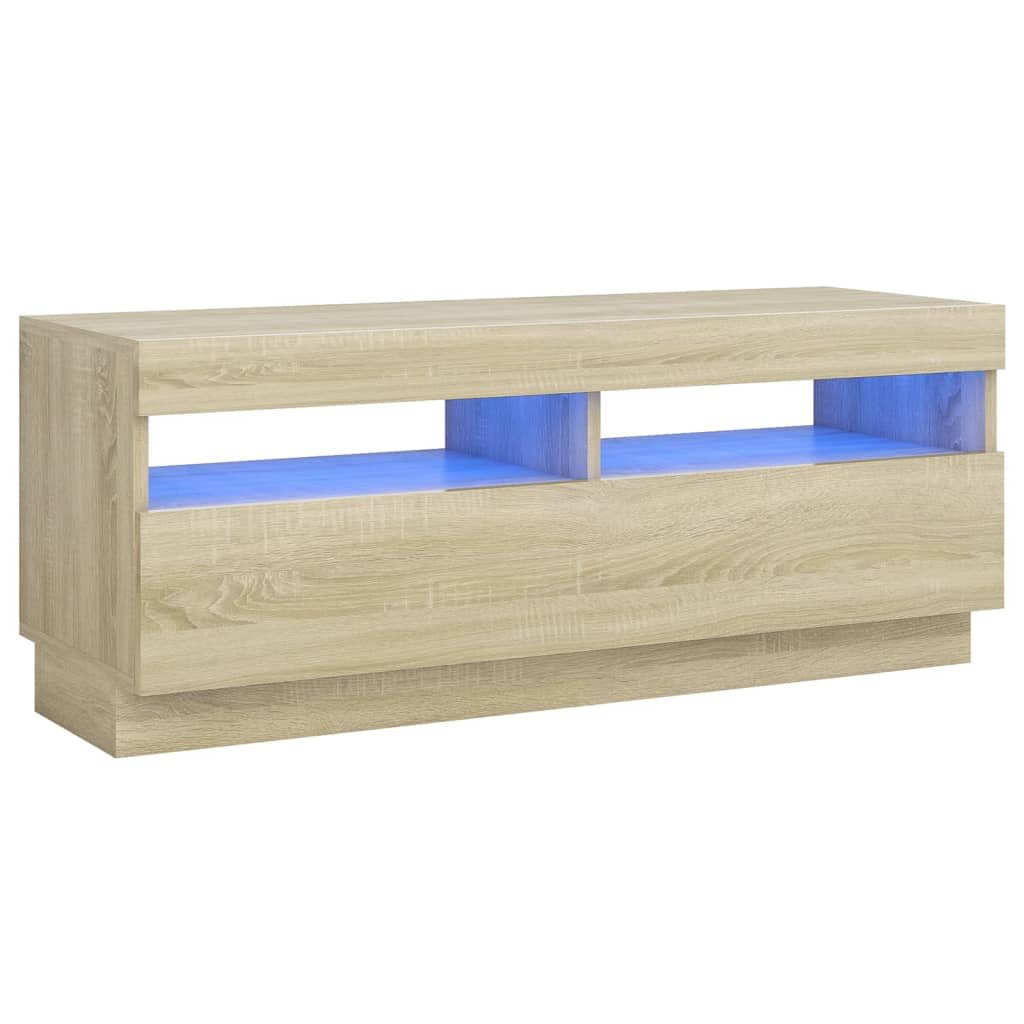 vidaXL Szafka TV z oświetleniem LED, dąb sonoma, 100x35x40 cm