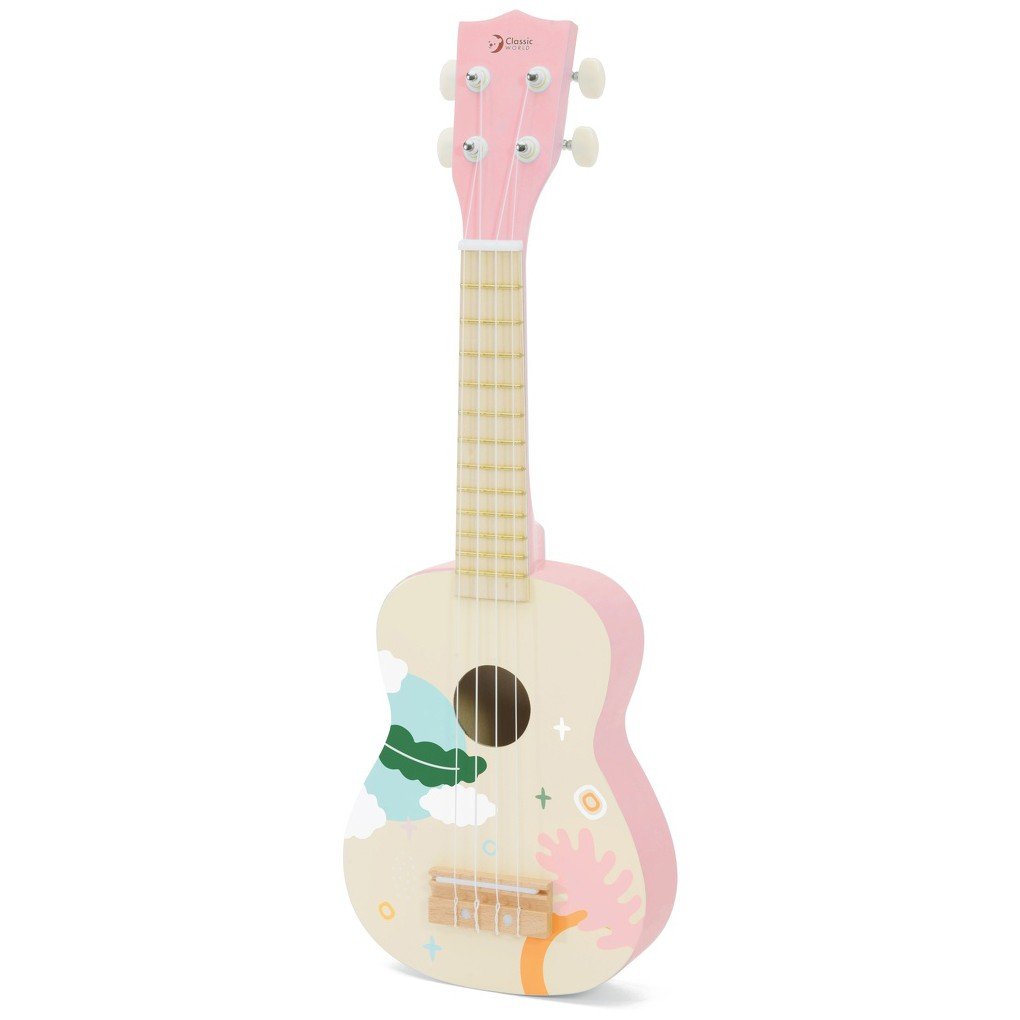 Classic World Lumarko Drewniane Ukulele Gitara Dla Dzieci Różowa! CW40563 Lek